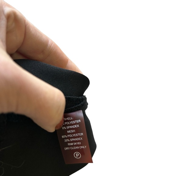 Calvin Klein sleeveless black crepe knit fit flare dress mesh panels size 10 - Picture 7 of 11